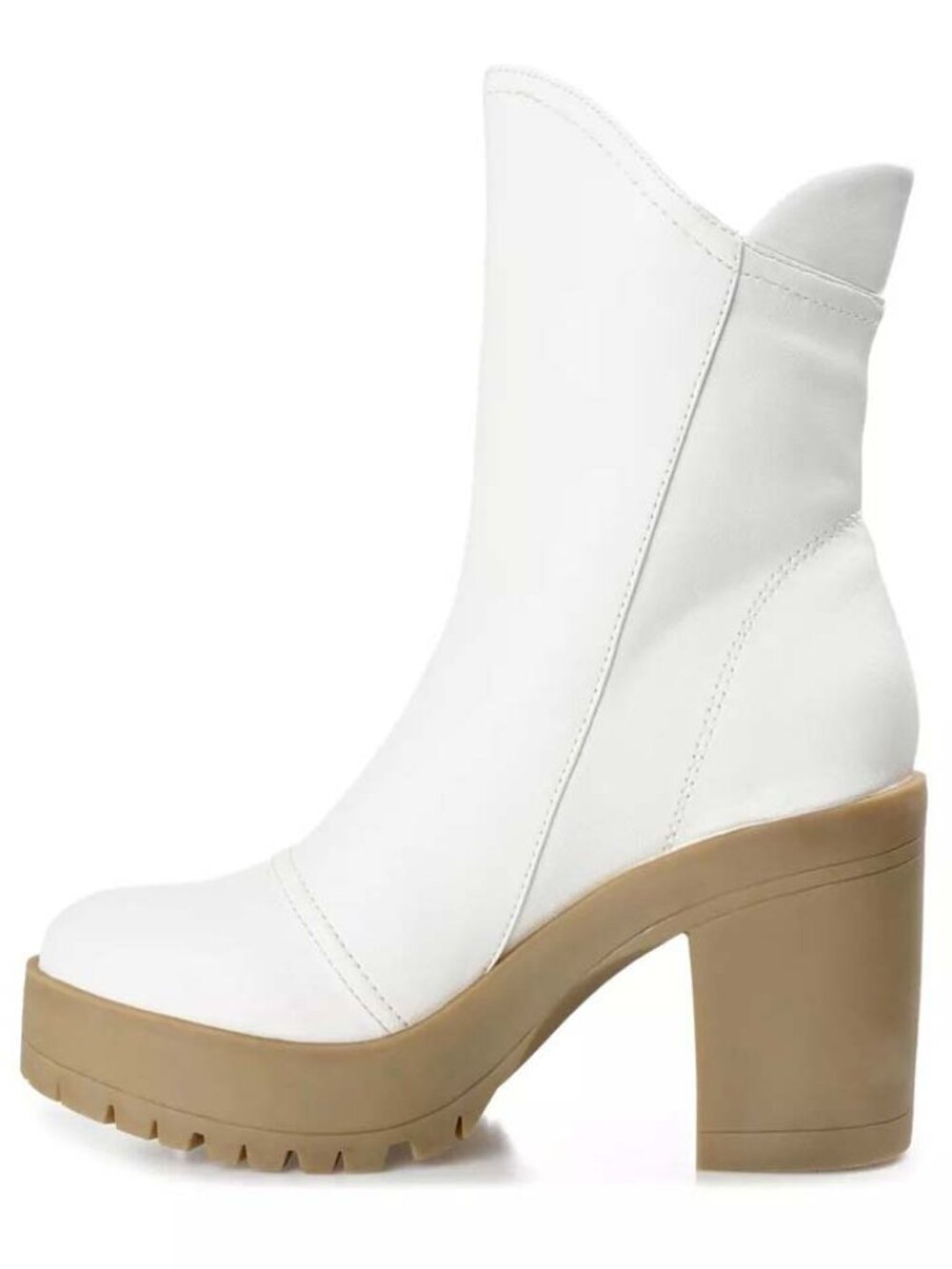Journee Collection White Jaquie Zip Up Heeled Platform Ankle Boots 6.5